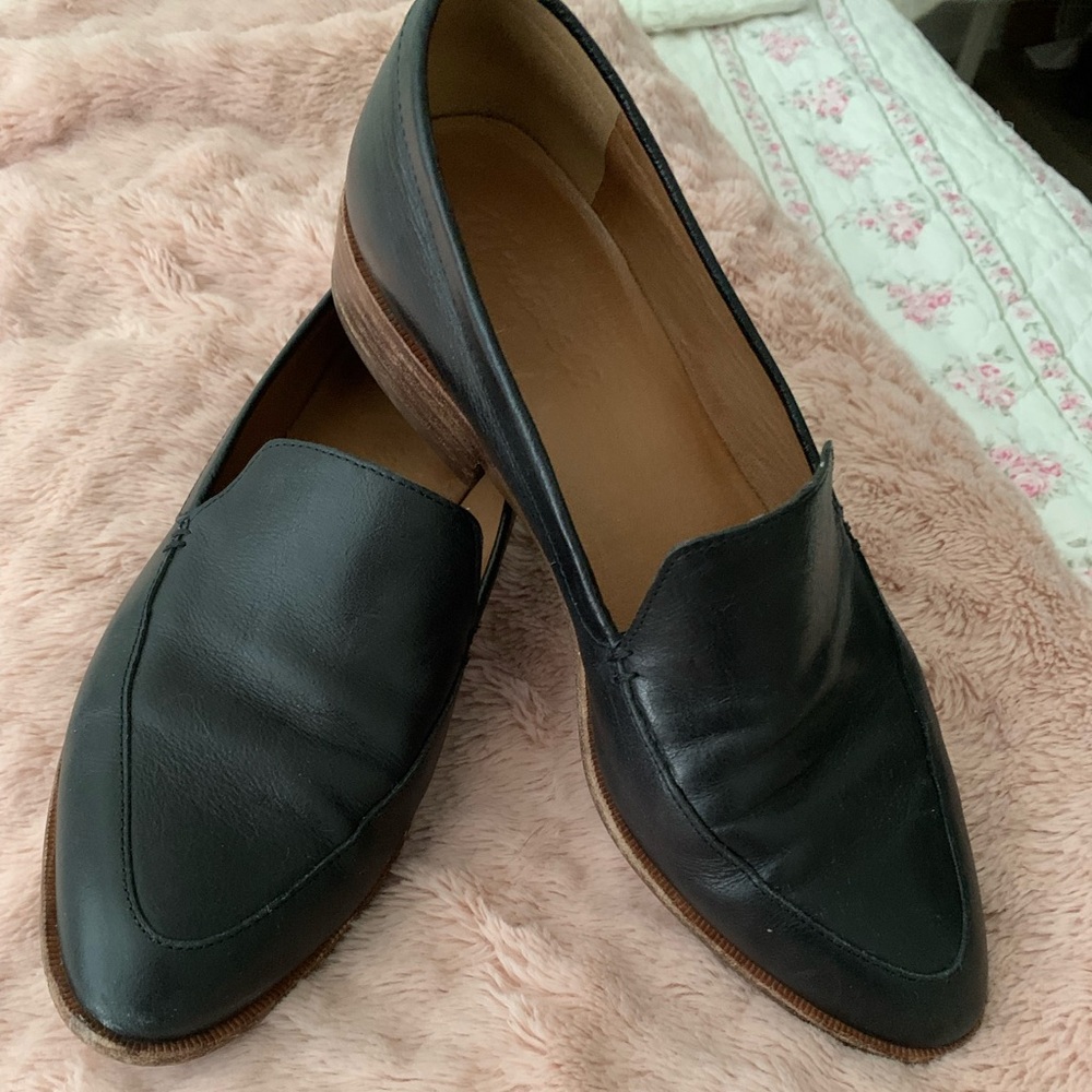 Classic Black Leather Loafers Madewell Frances loafer excellent condition